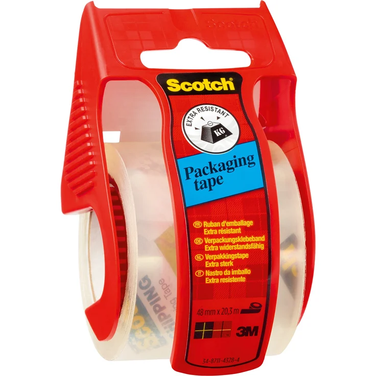 Scotch E5020D Verpackungsklebeband im Handabroller, 20 m x 50 mm, transparent – Bild 1
