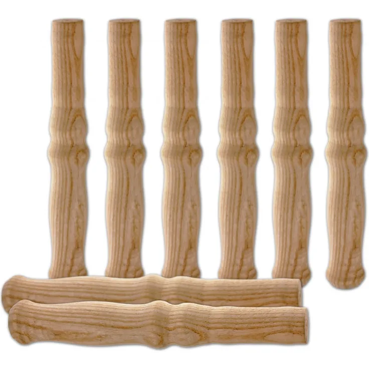 8 XXL Holzgriffe für Schiebkarre/Schubkarre ca. 23,5 cm lang - Hochwertig, flexibel, bereichernd - I