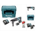 Makita DHR241RFJ Akku Bohrhammer 18 V Li-Ion mit SDS-Plus Aufnahme im Makpac + 2x 3,0 Ah Akku + Schnellladegerät + 5 tlg. Hartmetall Bohrer Set für Mauerwerk und Beton