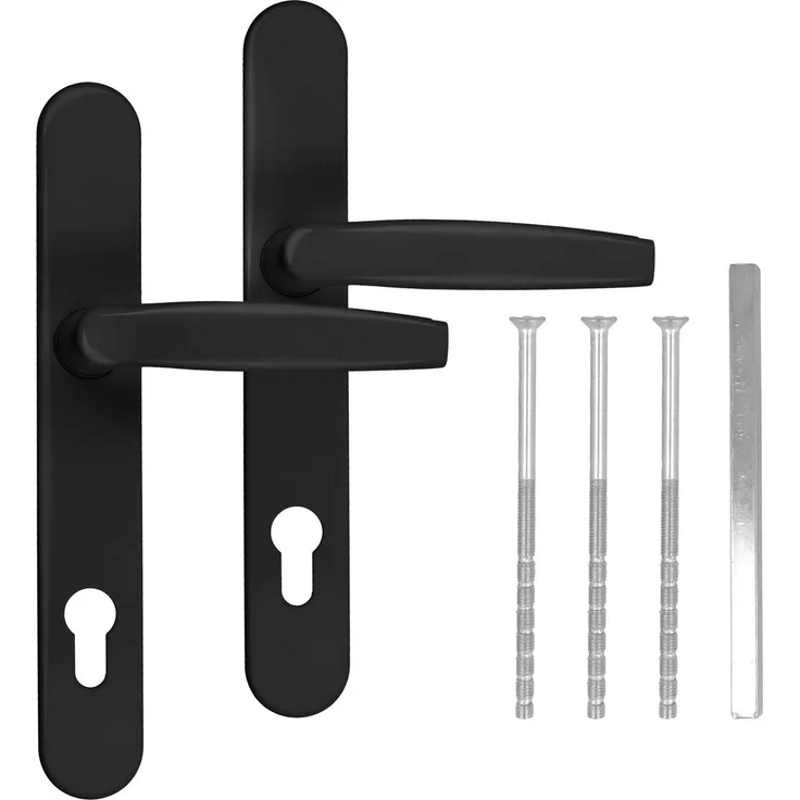 kj-vertrieb Türgriff / Türdrücker / Türklinke / Drückergarnitur DHS 92mm - Oval - Flachgriff für Rollläden Schwarz RAL 9005, 32mm