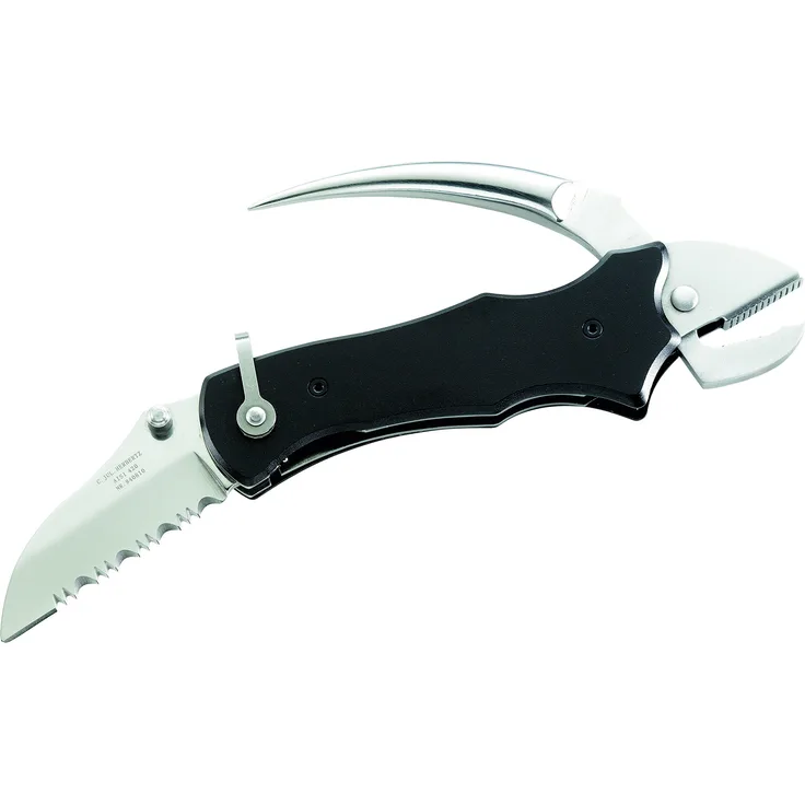 Herbertz Messer Seglermesser Zange und Marlspieker Länge geöffnet: 18.0cm, grau, M