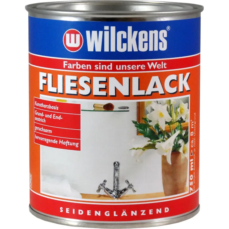 Wilckens - Wilckens Fliesenlack 750ml weiß Fliesen Lack Fliesenfarbe Lackfarbe Farbe Glanz - weiß