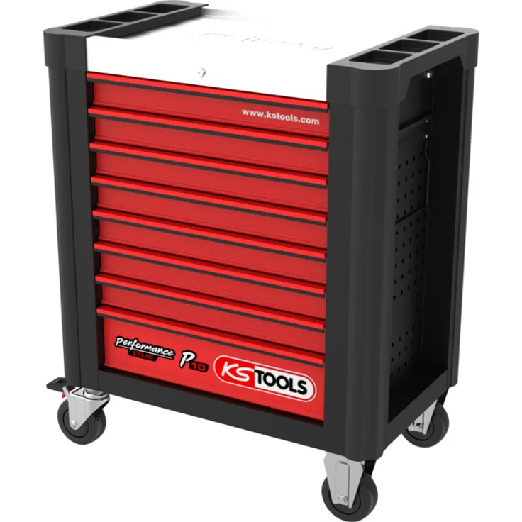 KS TOOLS PERFORMANCEplus P10 SCHWARZ/ROT Werkstattwagen mit 8 Schubladen