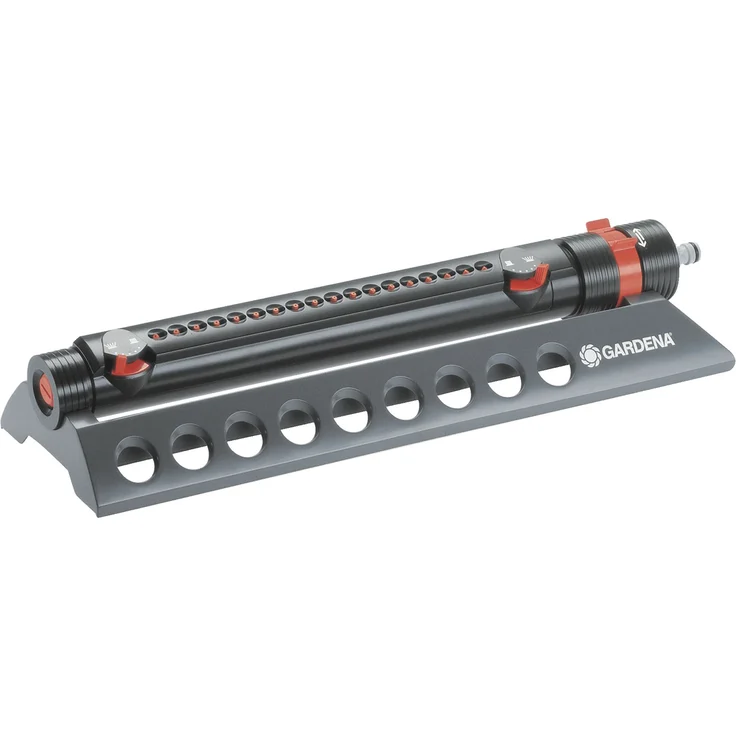 GARDENA Viereckregner Comfort Aquazoom 250-2: Rasensprinkler zur Bewässerung kleinerer rechteckiger Flächen von 25 - 250 m², Reichweite 7-18 m, Sprengweite 3.5 - 14 m, Schmutzsieb entnehmbar (1973-20) – Bild 1