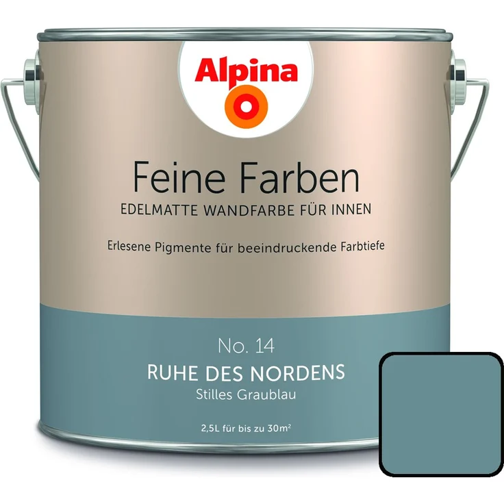 Alpina Feine Farbe No. 14 2,5 l, stilles graublau, Ruhe des Nordens – Bild 1