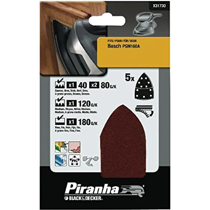 Piranha X31730, XJ (DE) 80-40-20-18 (DE) 1 0 G Detail Sander Blatt