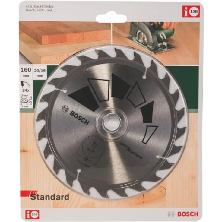 Bosch 2609256810 DIY Kreissägeblatt Basic 160 x 2.2 x 20-16,Z24