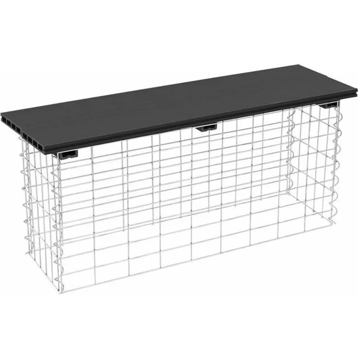 Gabionenbank Gabionen Sitzbank WPC 100x30x43 cm Gartenbank Drahtkorb Steinkorb Dunkelgrau
