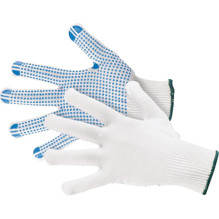 Jah 5070 Nylon-Strickhandschuh 12 Paar Noppen mittelschwer weiß Gr. 9