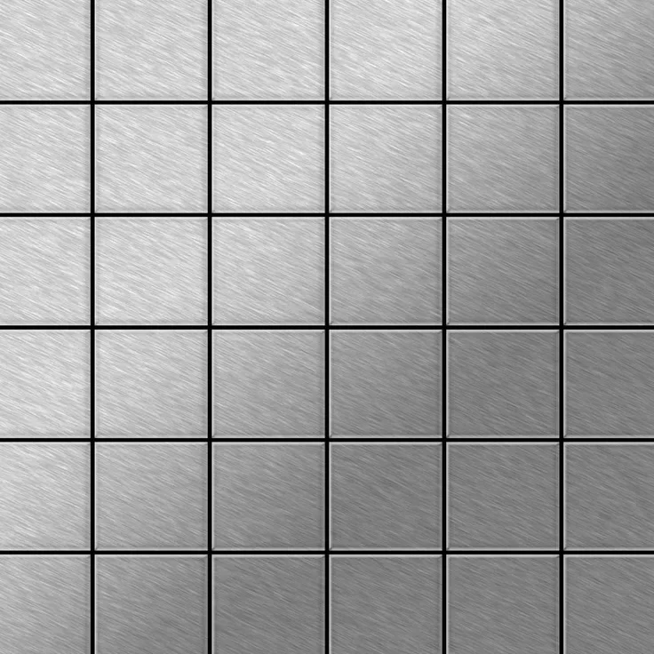 Alloy Mosaik Fliese massiv Metall Edelstahl marine gebürstet in grau 1,6mm stark Cinquanta-S-S-MB 0,94 m2