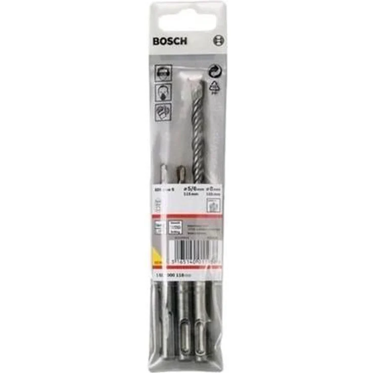 Bosch ProfessionalHammerbohrer 3tlg. Set SDS-plus-5, (Gesamtlänge 115 mm, Arbeitslänge 50 mm), 1617000118 – Bild 1