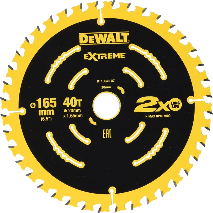 Dewalt DT10640-QZ Akku-Kreissägeblatt 165x20 40 WZ 18° für DCS391, Multi, 165 x 20 x 40T – Bild 1