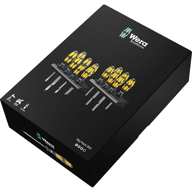 Wera Big Pack 900 Schraubendreher Set Kraftform - Schraubmeißel 13-teilig, 05133285001  Schlitz, Kreuzschlitz, Torx, Rack-Wandhalterung, inkl. Schlagkappe – Bild 4