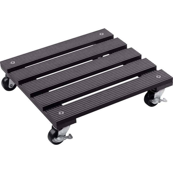 Metafranc WPC-Pflanzenroller 300 x 300 mm-60 kg Tragkraft-Anthrazit-PP-Räder-Feststeller-Witterungsbeständig-Outdooroller-Untersetzer mit Rollen-Transporthilfe für Pflanzen - 825110