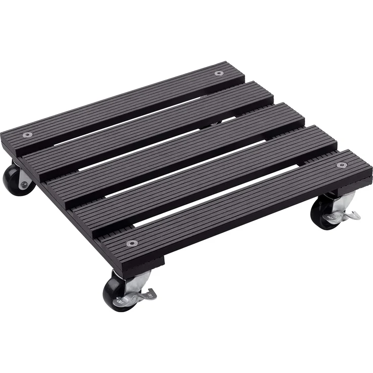 Metafranc WPC-Pflanzenroller 300 x 300 mm-60 kg Tragkraft-Anthrazit-PP-Räder-Feststeller-Witterungsbeständig-Outdooroller-Untersetzer mit Rollen-Transporthilfe für Pflanzen - 825110