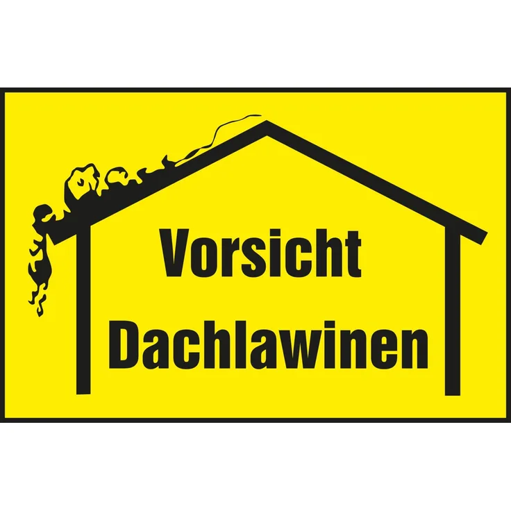 Warnschild ''Vorsicht Dachlawinen'' , 300x200 mm , gelb-schwarz , 1 Stück