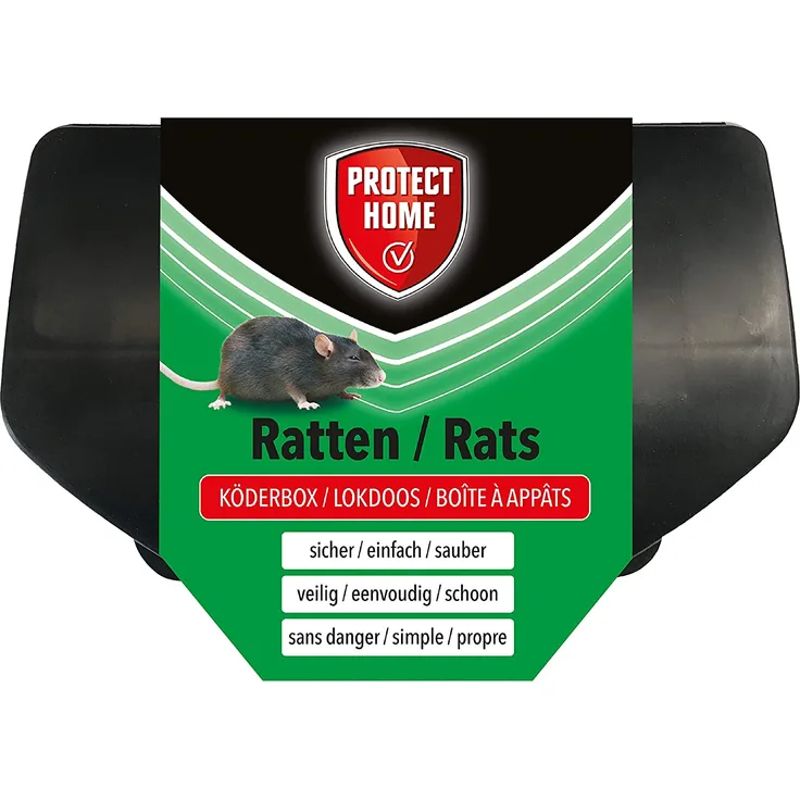 PROTECT HOME Ratten Köderbox für Rattengift, sichere Ausbringung von Rattenködern, schwarz