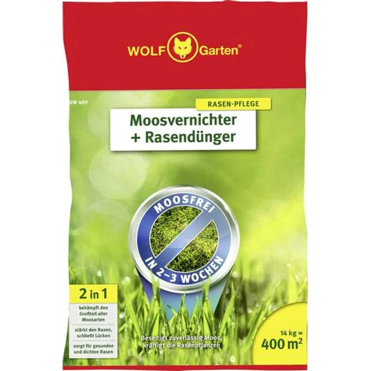WOLF-Garten 3841040 Moosvernichter Rasendünger SW 14 kg für 400qm – Bild 1