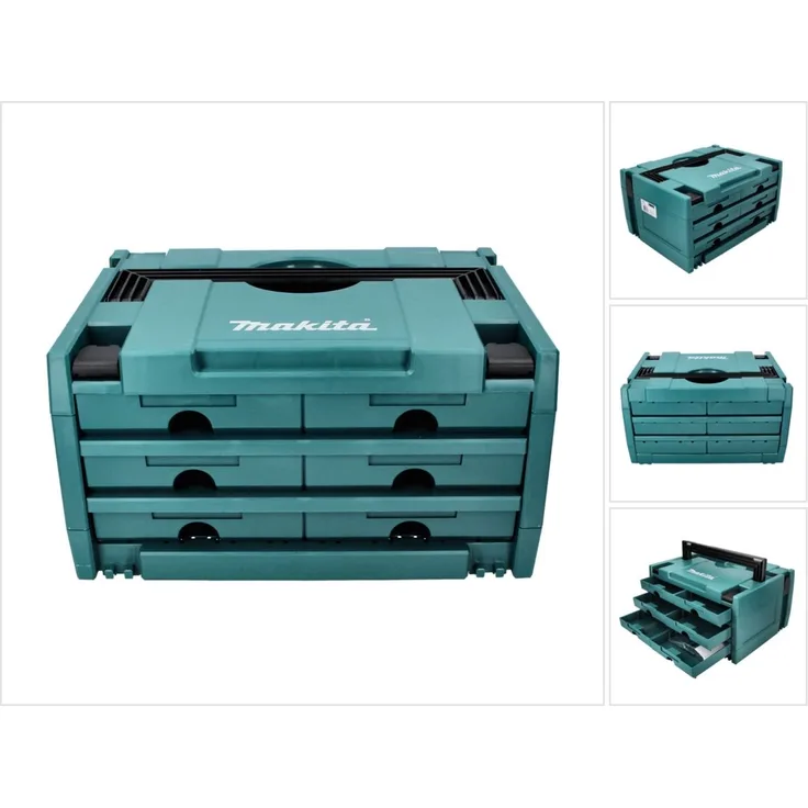 Makita MAKSTOR 3.6 Werkzeug Koffer 6 Schubladen ( P-84333 ) 395 x 295 x 215 mm