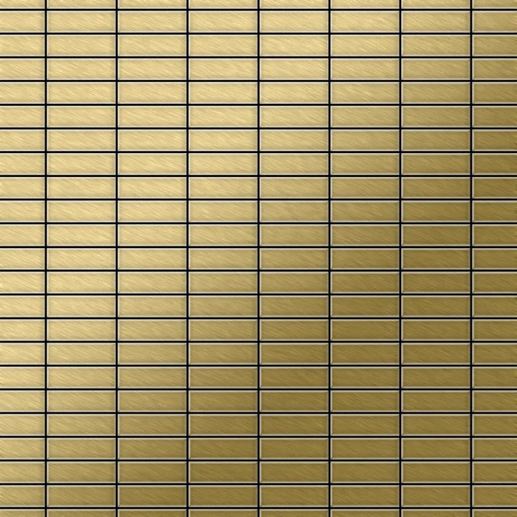 Mosaik Fliese massiv Metall Titan gebürstet in gold 1,6mm stark ALLOY Cabin-Ti-GB 1,01 m2