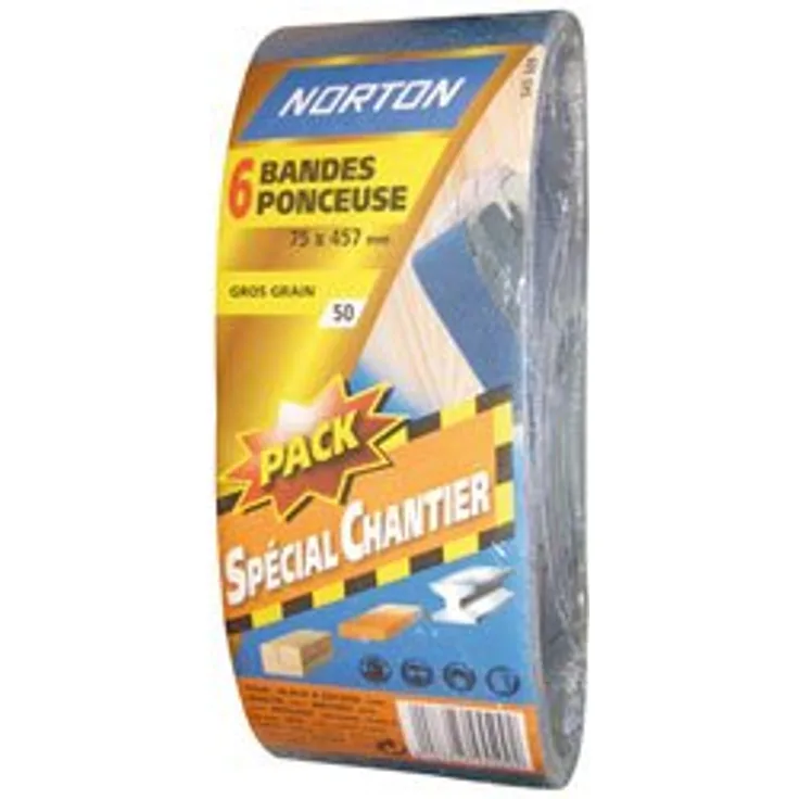 Norton Set von 6 Schleifbänder 75 x 533 mm Körnung 80