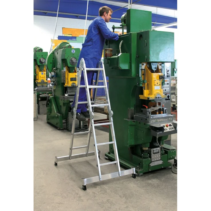 Aluminium Mehrzweckleiter inkl. Traverse Arbeitshöhe (max.): 4.8 m Günzburger Steigtechnik 31312 Silber 13.3 kg Silber – Bild 1