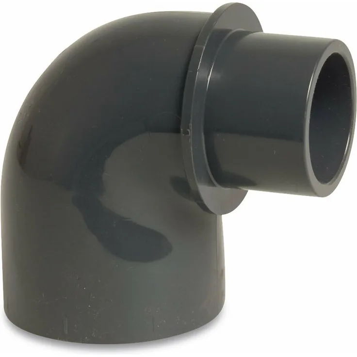 Mega Winkel 90° PVC-U 32-40 mm x 50 mm Klebemuffe-Klebestutzen x Klebemuffe 10 bar Grau