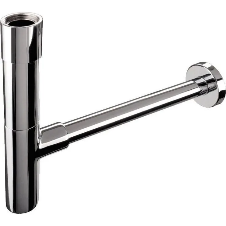 'aquaSu Design Siphon Luxus | Flaschensiphon in 1 1-4 x 32 mm | Reinigungsöffnung | chrom | Geruchsverschluss für Waschbecken | runder Tassensiphon
