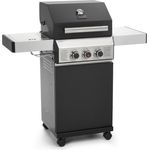 TAINO BLACK 2 Gasgrill mit Seitenbrenner Gusseisen-Rost Gasgrill 2 Brenner Standgrill Matt Schwarz