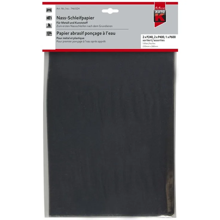 Auto-K Nass-Schleifpapier P 1000, 23 x 28 cm, 5 Stück