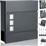monzana Design Briefkasten Stahl anthrazit mit Zeitungsfach Sichtfenster 2 Schlüssel Namensschild Wandbriefkasten