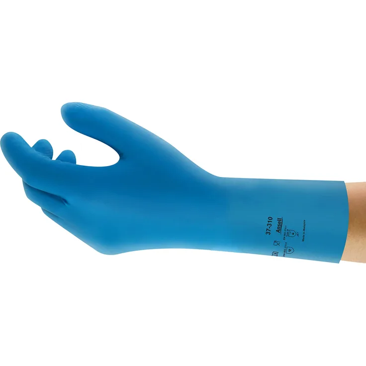 Ansell AlphaTec 37-310 Nitril-Handschuh Lang, für die Zubereitung von Lebensmitteln sowie Reinigungs- und Mechanikarbeiten, Blau, Größe 11 (12 Paar)