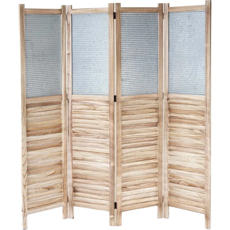 Mendler Paravent HWC-D27, Raumteiler Trennwand spanische Wand Sichtschutz, Holz Metall 170x160x2cm