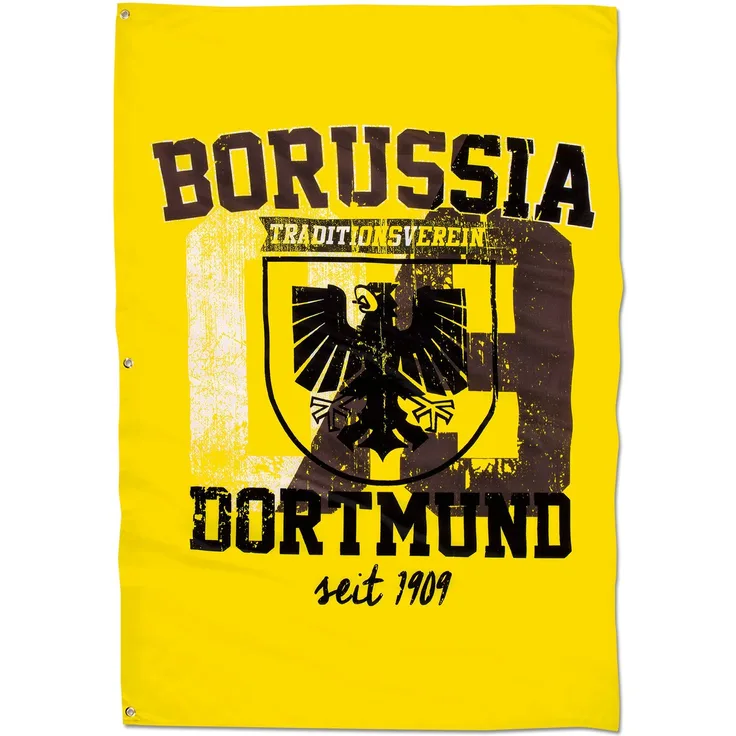 Borussia Dortmund, BVB-Hissfahne mit Stadtwappen, Schwarz-gelb, 100x150cm