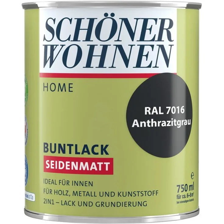 SCHÖNER WOHNEN-Kollektion Lack Home Buntlack , seidenmatt, 750 ml, anthrazitgrau RAL 7016