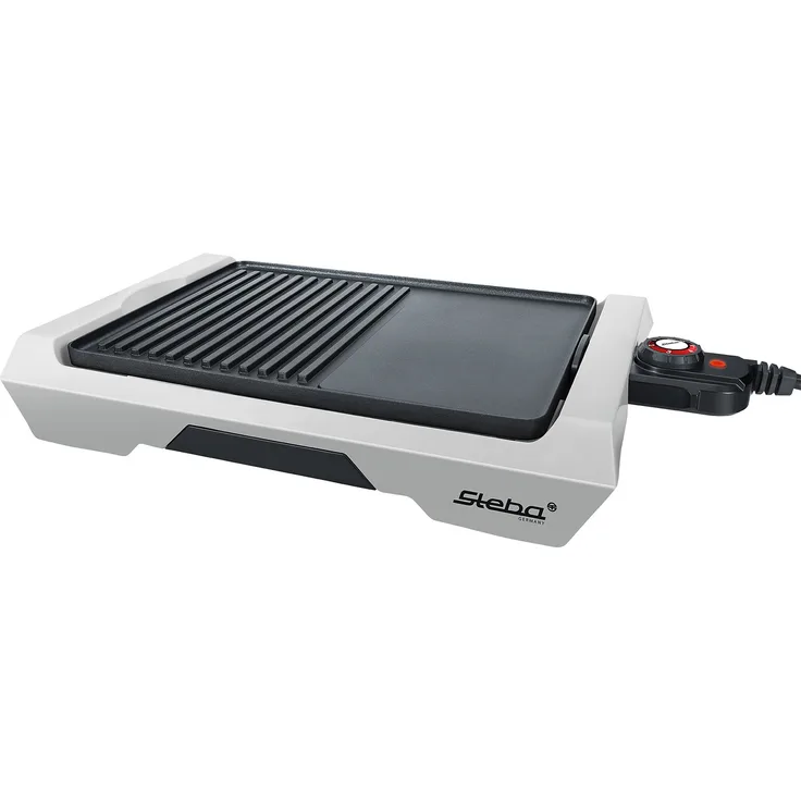 Steba BBQ-Tischgrill VG 50, hochwertige keramikbeschichtete Grillplatte mit 35 x 25 cm Grillfläche, stufenlose Temperaturregelung, Low-Fat: Bratflüssigkeit läuft in Auffangschale ab, 2000 Watt, klein Elektrogrill