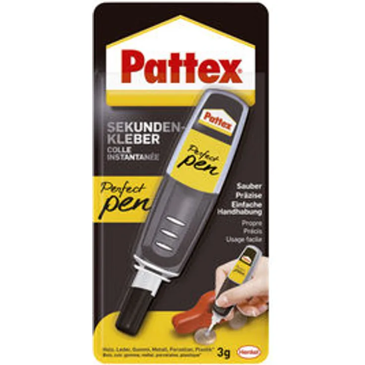 Pattex Perfect Pen, Sekundenkleber extra stark und präzise für punktgenaues Dosieren, Superkleber Stift für Materialien wie Holz, Gummi und Porzellan, 1 x 3g - Preisvergleich