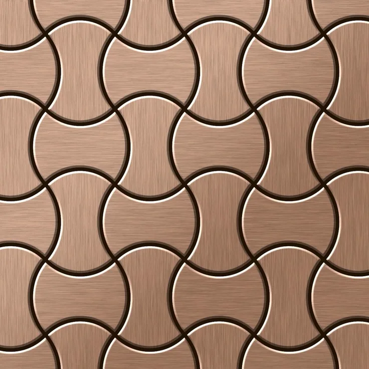 Mosaik Fliese massiv Metall Titan gebürstet in kupfer 1,6mm stark ALLOY Infinit-Ti-AB Designed by Karim Rashid 0,91 m2