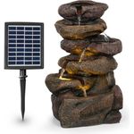 Savona Solarbrunnen 2,8 W Polyresin 5h Akku LEDs Steinoptik Dunkelbraun