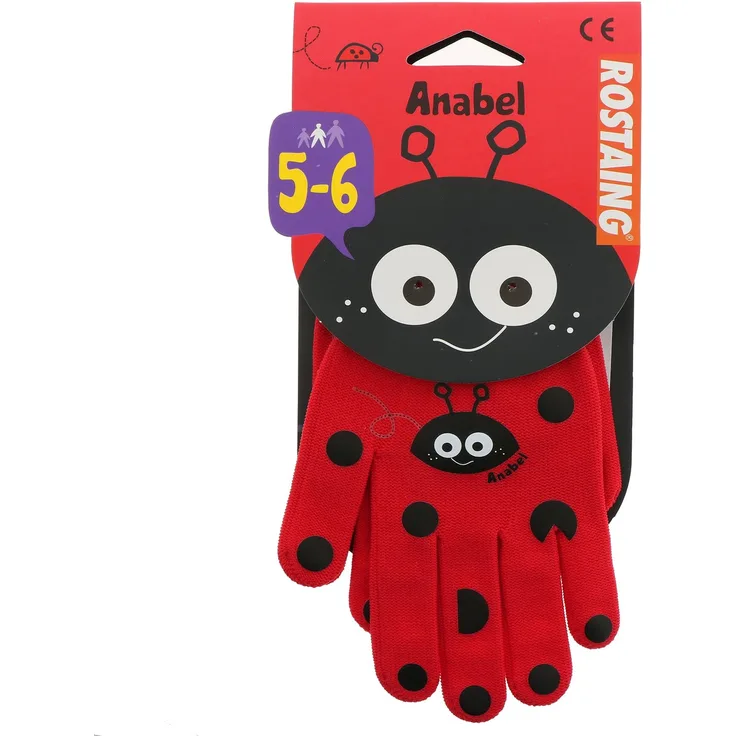 Rostaing anabel-it5 – 6 Handschuh Kinder Marienkäfer. Leash Handgelenk Handfläche Rutschhemmende, rot, 20 x 11 x 1,5 cm