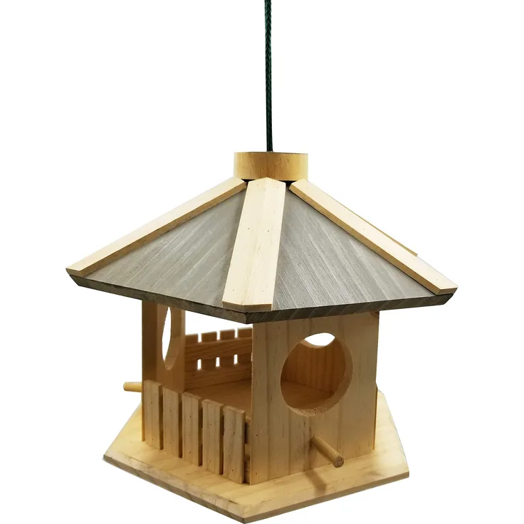 Dehner Natura Wildvogel-Futterhaus Dakota, ca. 30 x 26 x 22 cm, Kiefernholz, natur