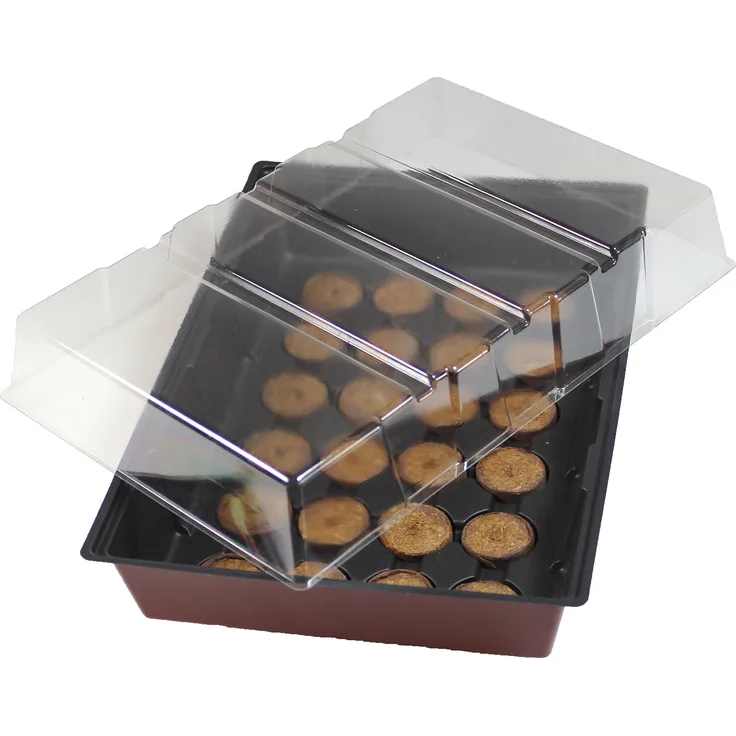 Windhager Zimmer-Gewächshaus MAXI Fensterbank-Treibhaus Pflanzen-Anzucht inkl. 24 Quelltabs, terracotta - anthrazit, 23,5 x 35 x 11 cm, 06844