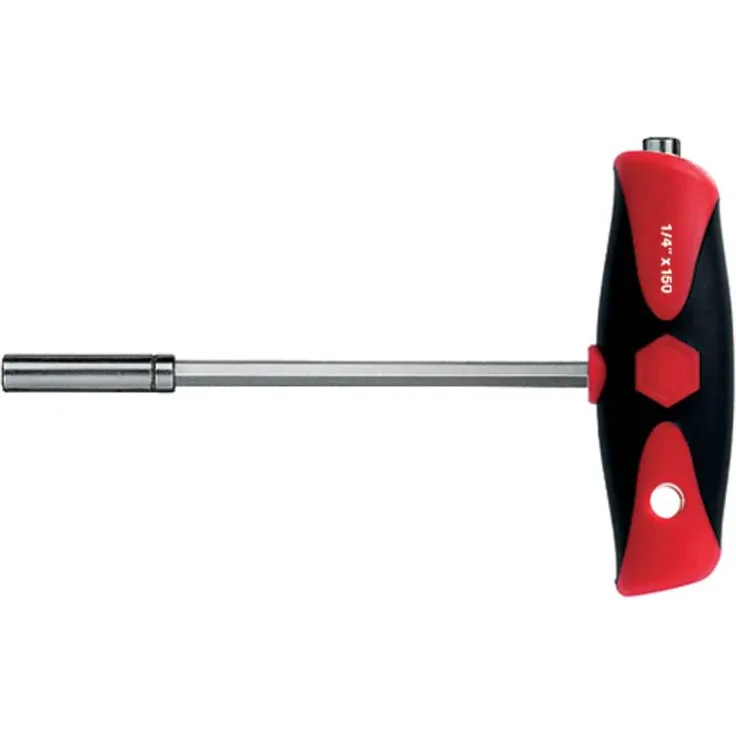 Wiha Schraubendreher mit Quergriff und zwei Bithaltern ComfortGrip magnetisch 1-4'' (26179) 150 mm