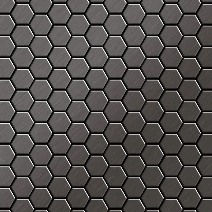 Alloy Mosaik Fliese massiv Metall Titan gebürstet in dunkelgrau 1,6mm stark Honey-Ti-SB 0,92 m2