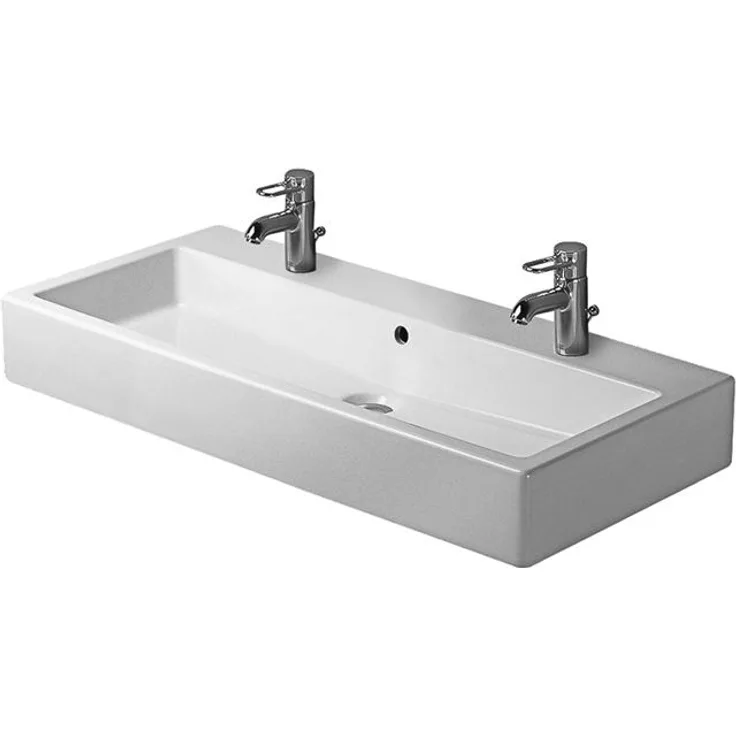 Duravit Vero Waschtisch B:100xT:47cm 2x1 Hahnloch mit Überlauf geschliffen weiß 0454100026