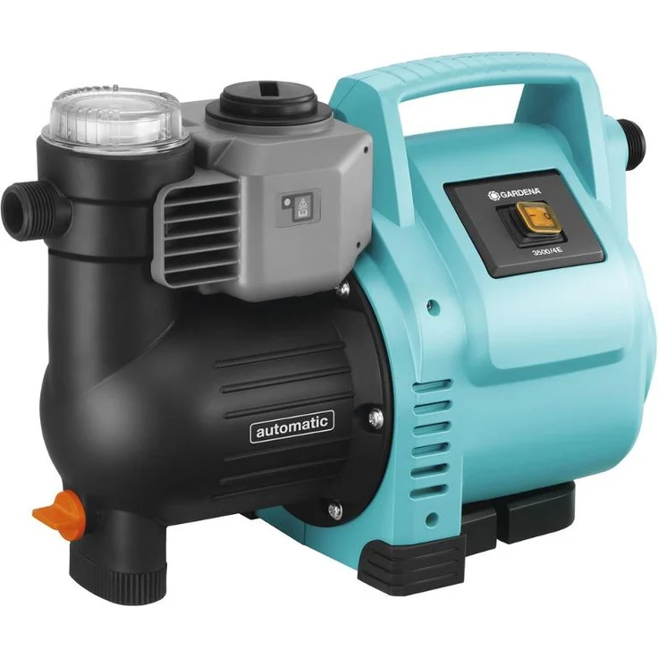 GARDENA Hauswasserautomat 3500-4E: Robuste Hauswasserpumpe, vollautomatisch, mit LED-Blinklicht-Frequenz, Fördermenge 3500 l/h, Thermoschutzschalter, Trockenlaufsicherung (1757-20) Hauswasserwerk 40 / 4,0 m 4 bar Ansaughöhe 7 m – Bild 1