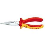 KNIPEX 25 06 160 SB Flachrundzange mit Schneide Radiozange verchromt isoliert mit Mehrkomponenten-Hüllen, VDE-geprüft 160 mm (in SB-Verpackung)