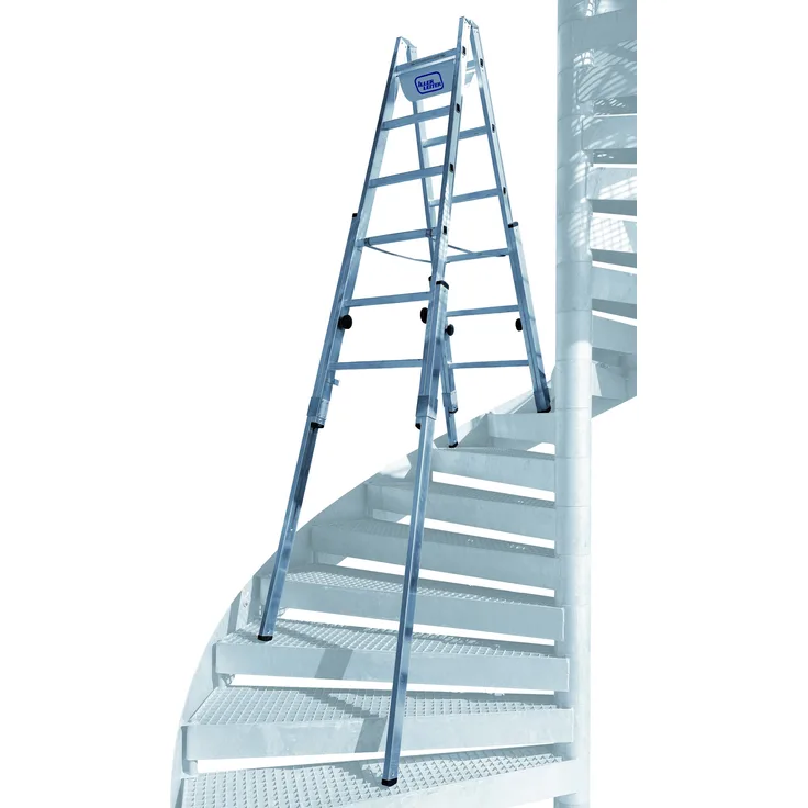 Iller Treppenhausleiter Multilift Aluminium blank 2x8 Sprossen
