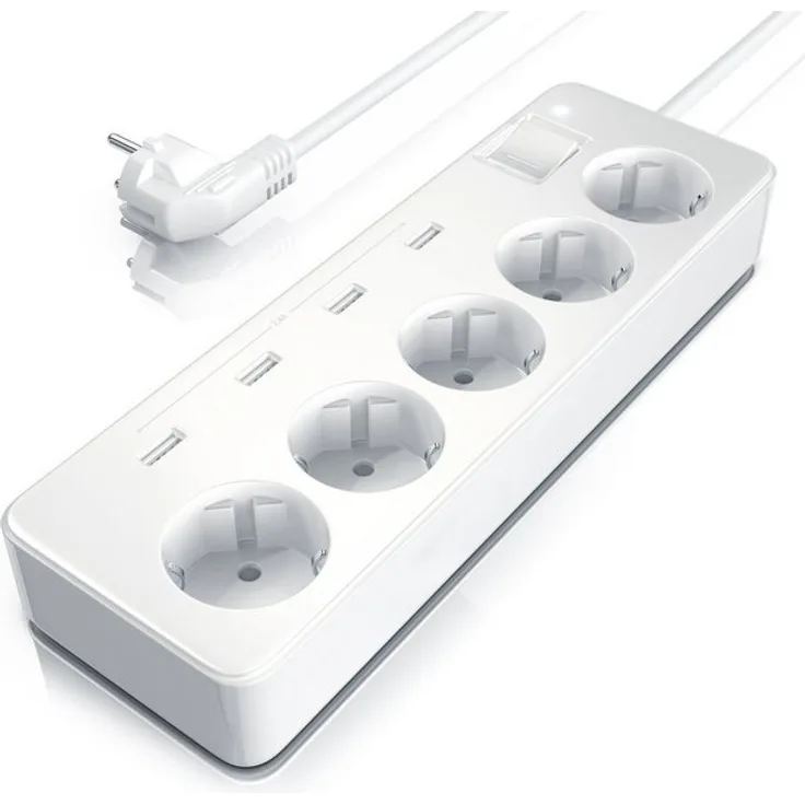 BEARWARE 5-fach Steckdosenleiste mit USB-Ladevorrichtung »4x USB-Ports - integr. Kinderschutz«