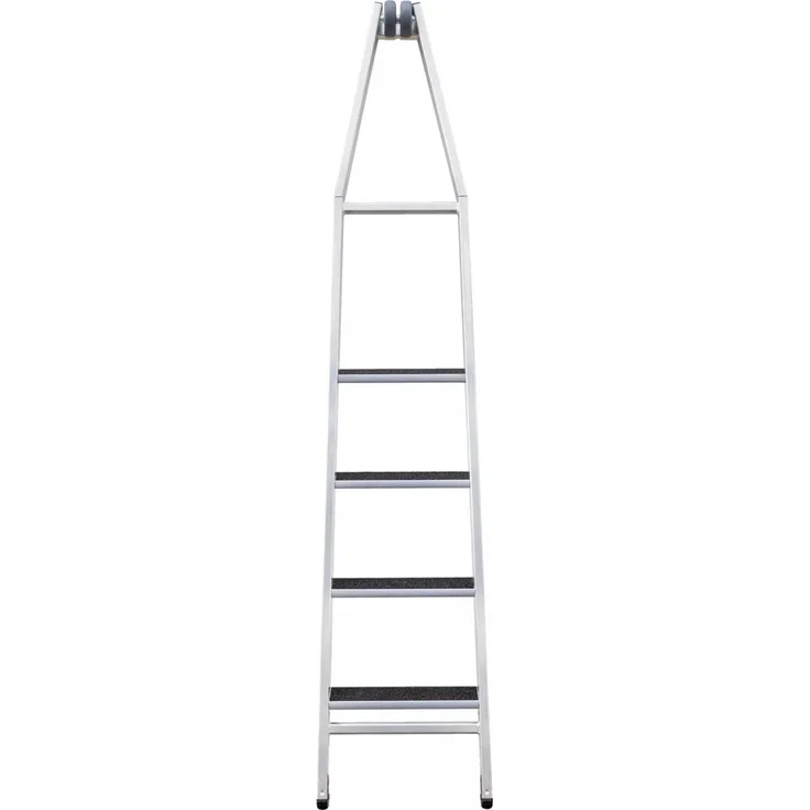 Günzburger Stufen-Glasreinigerleiter mit nivello-Traverse clip-step R 13, 4-stufiges Oberteil